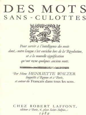 cover image of Des mots sans-culottes
